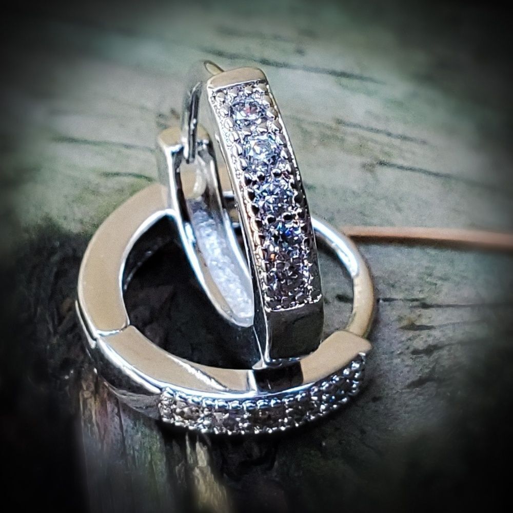 .925 Silver Lab Simulated diamond Hoop Earrings